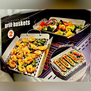Linkfair Grill Stainless BBQ Steel Baskets Set of 2